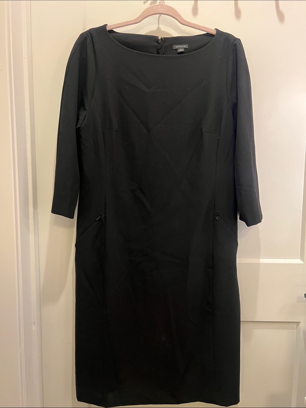 Black 3/4 Sleeve Sheath Dress by Ann Taylor